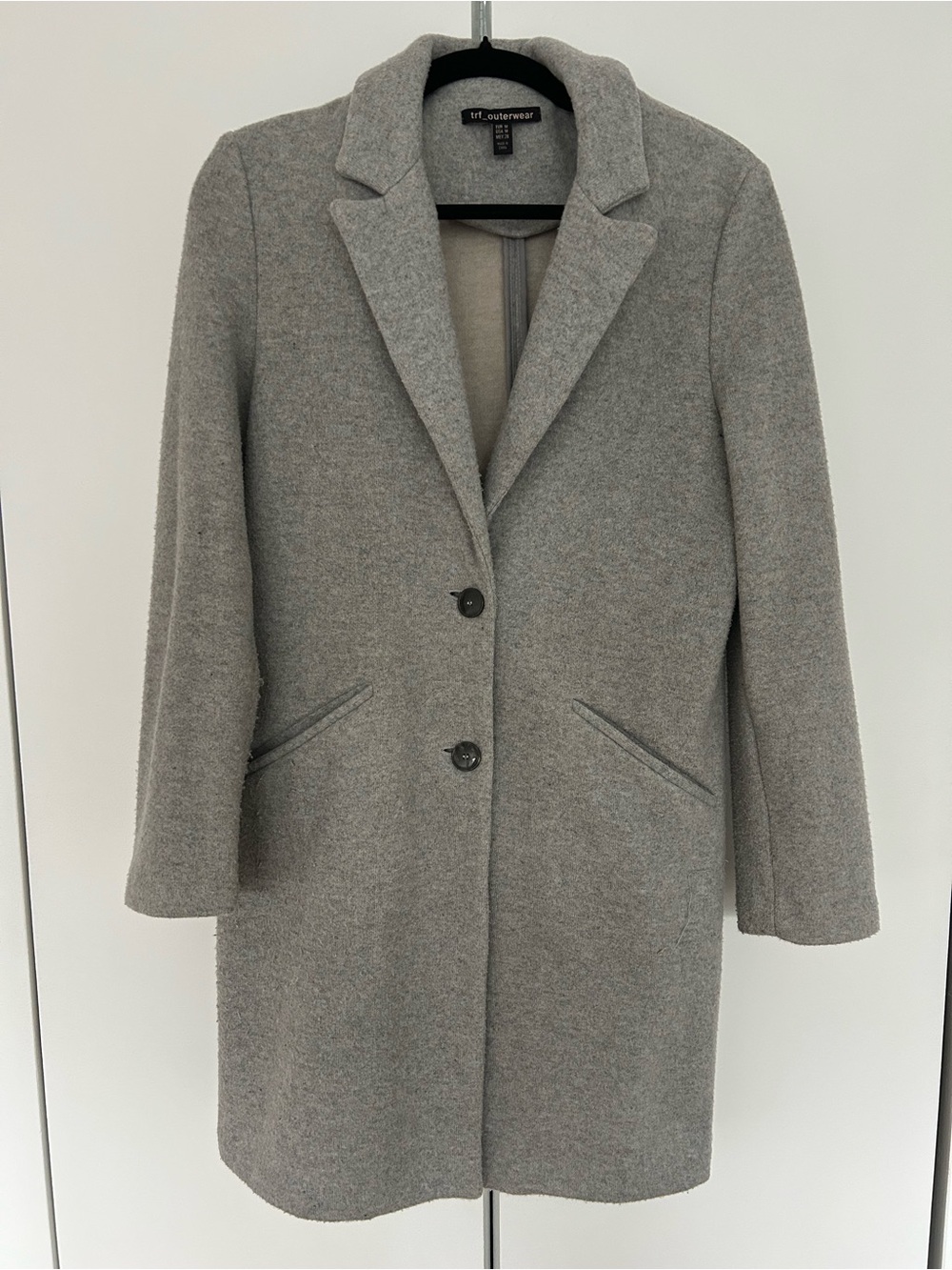 Women’s Gray Wool-Blend Single-Breasted Coat